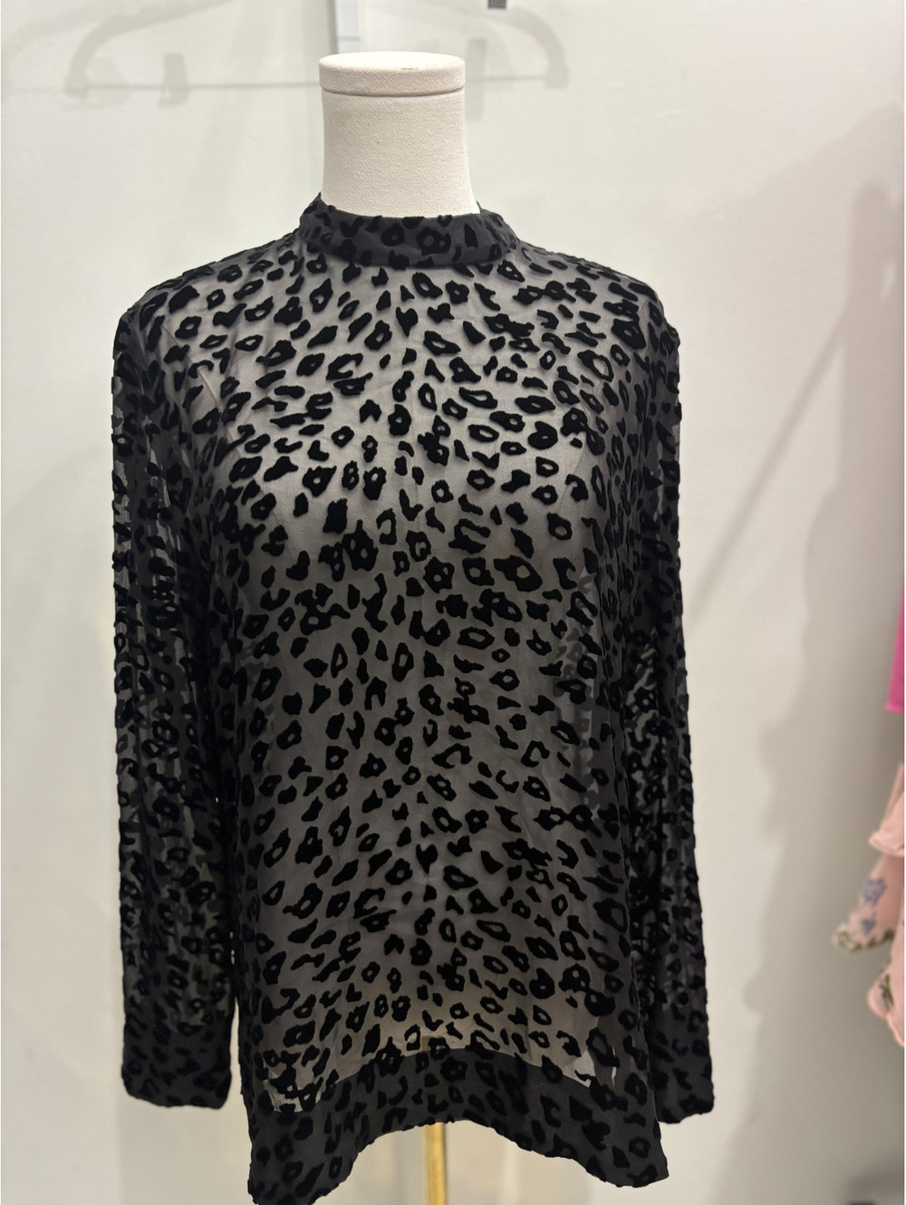 Rag & Bone Black Sheer Leopard Print Top